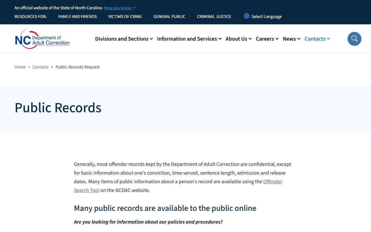 Rockingham County inmate records NCDAC public records boundary